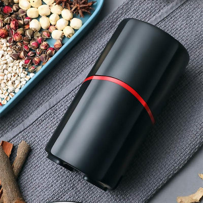 Broyeur à grains et à épices portable design moderne noir et rouge 
