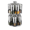 Porte-épices Tournant 360° – 20 Pots Inclus – Acier Inoxydable Noir – Compact Pour Cuisine – Étiquettes Fournies - 13