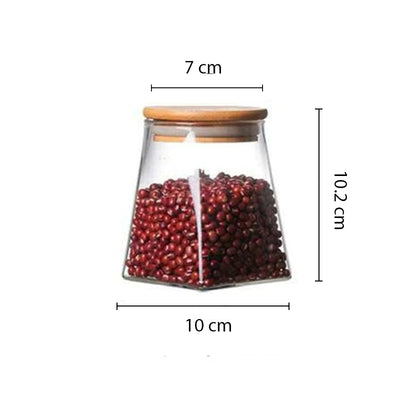 Bocal à épices en verre pyramidal taille contenance 350 ml