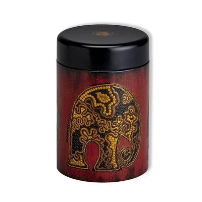 Boite à thé africaine en métal motif éléphant