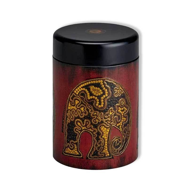 Boite à thé africaine en métal motif éléphant