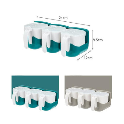 Distributeurs à épices muraux avec poignée décrochables 3 récipients dimensions