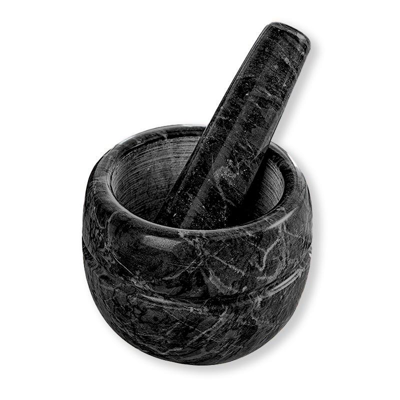 Mortier Pilon Noir Marbre, Ustensile Cuisine Élégant Mortier Pilon Noir Marbre, Ustensile Cuisine Élégant