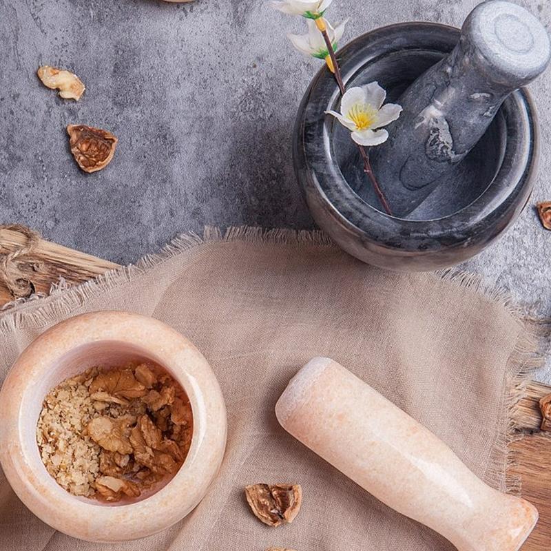 Mortier Et Pilon En Pierre Naturelle Zuvo - Solide, élégant - Pour Broyer épices, Herbes, Mélanges Culinaires