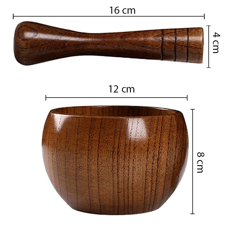 Mortier Et Pilon En Bois De Bambou 8 Cm - Hachoir Épices Et Herbes Naturel Robuste