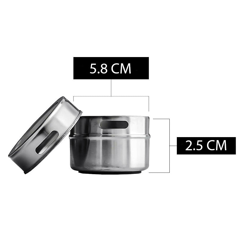 Pots à épices magnétiques en acier inoxydable dimensions