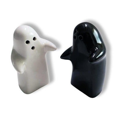Salière poivrière céramique en figurines fantômes noir et blanc  